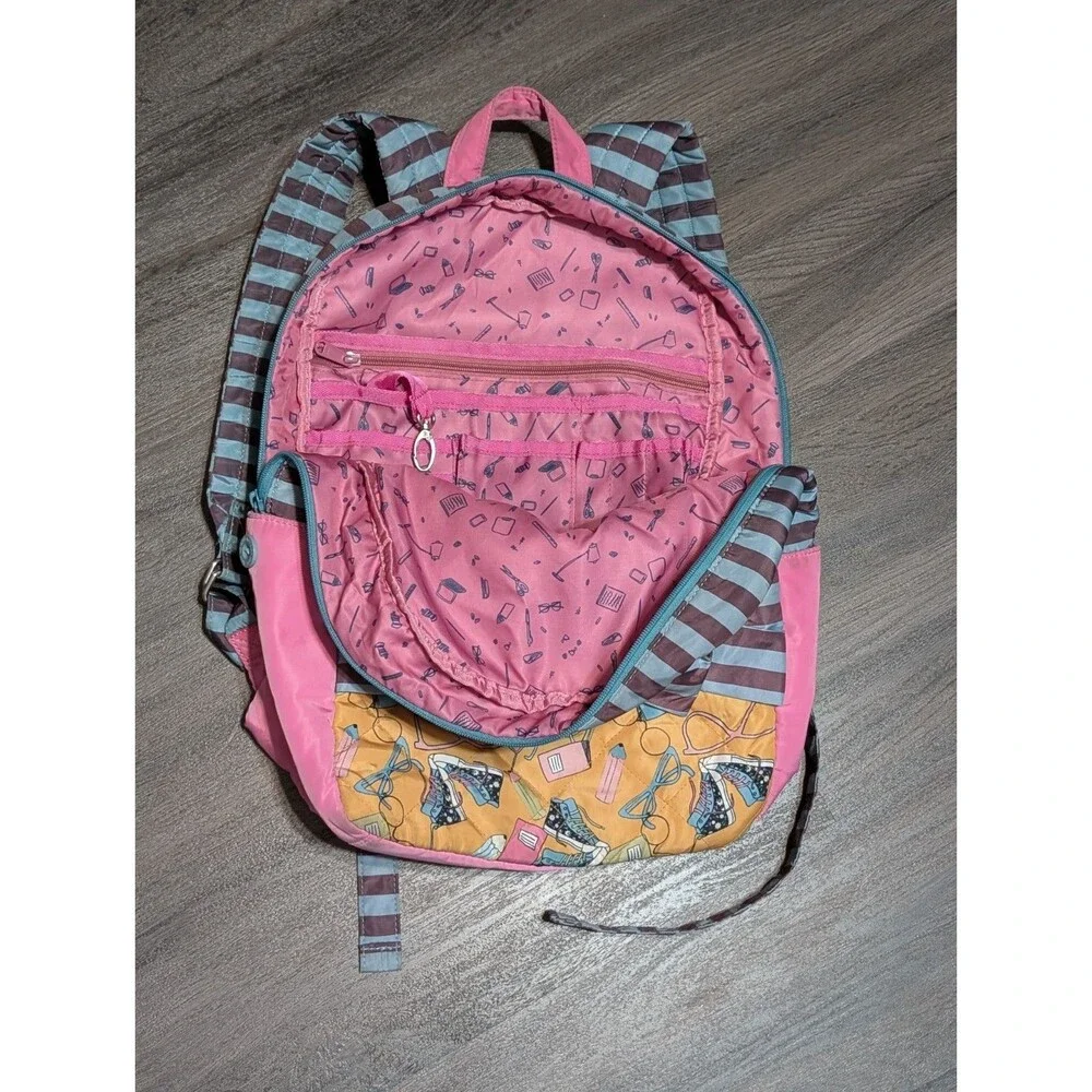 Matilda Jane Make The Grade Quilted Cotton Backpack Big Bow 16x14x6 Sneakers